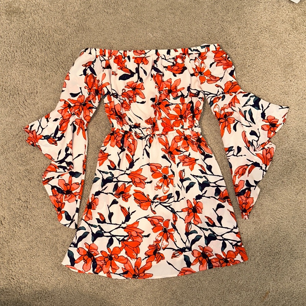 Orange pastel off the shoulder lulus dress XS